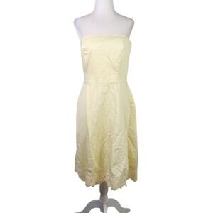 Vintage 90s My Michelle pastel yellow strapless midi dress 10